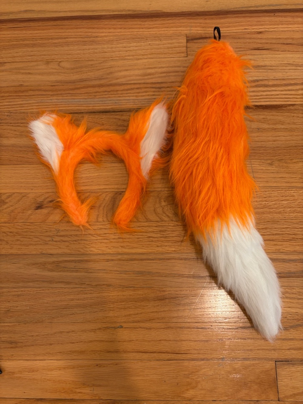 Adult or Kids Plush Orange & White Fox Ear Headband with Matching Tail